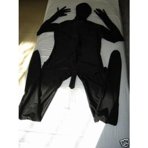 Adult Black Spandex Halloween Party Zentai Costume with Mens Penis Sheath size S-XXL