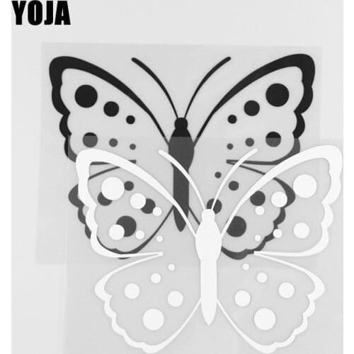 YOJA 14.3×10.9CM Cartoon Animals Lovely Butterfly Car Stickers Vinyl Decal Pattern Black/Silver 19C-0222