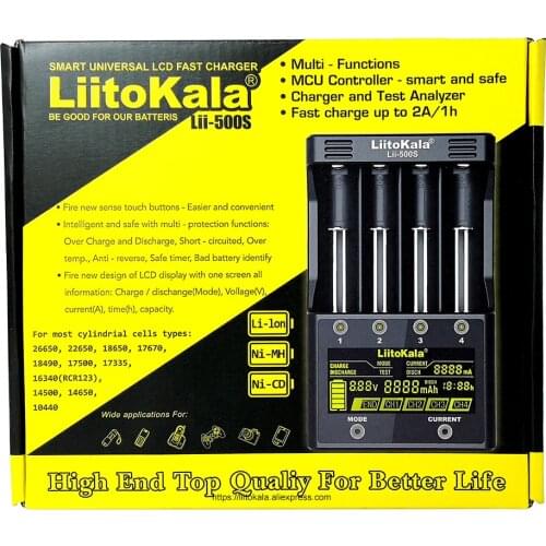 LiitoKala Lii-500S battery charger 18650 Charger For 18650 26650 21700 AA AAA batteries Test the battery capacity Touch control