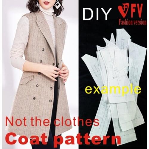 Ladies double-sided cashmere waistcoat paper pattern coat cutting drawing 1:1 garment structure drawing BFY-308