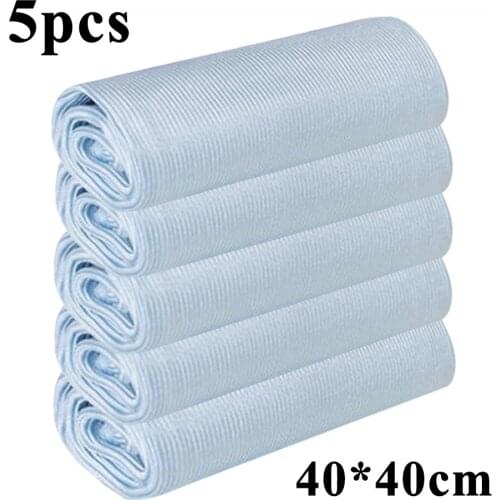 1/5PCS No Trace Absorbable 40*40CM Soft Microfiber Window Car Rag Cleaning Towel Kitchen Cleaning Cloth Wipes Glass Cloth