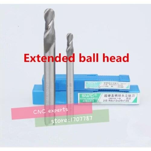 1PCS lengthening R6~R10 high speed steel ball end milling cutter, straight shank white steel cutter, R alloy milling cutter
