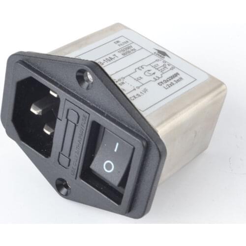 10A power EMI filter with rocker switch & socket Connector CW2B-10A-T