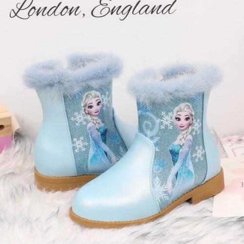 2019 Winter Shoes Boots For Girls Short Botte Enfant Fille Warm Plush Botas Nina Fashion Frozen 2 Girls Boots 2#15/15D50
