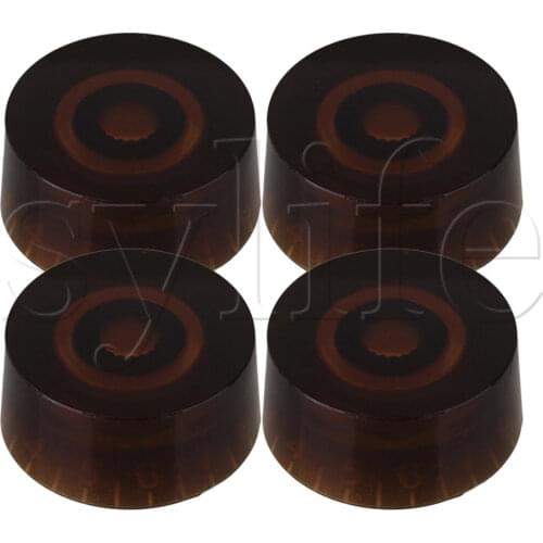 4pcs Plastic Amber Electric Guitar Hut Bell Hat Knobs w/ White Numbers Scale