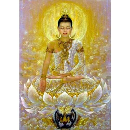 5D Diy Diamond Mosaic Golden Buddha Statue Diamond Painting Full Square Round Embroidery Sale Zen Home Decor Crafts and Gifts