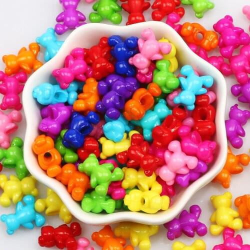 Acrylic Beads Mixed Candy Color Cartoon Bear Shape Loose Spacer Beads For Jewelry Making Kids Handmade DIY Bracelet Accessories