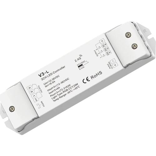 Skydance Led Wireless Receiver 3 Channel RGB Controller Constant Voltage DC 12V-24V LED Single Dimming CCT RGB Wireless Receiver