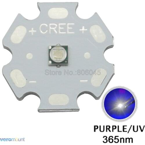 Epileds 3535 UV/Ultra Violet 3W 365NM High Power LED Bead Emitter with 8mm 12mm 14mm 16mm 20mm Aluminum or Copper PCB