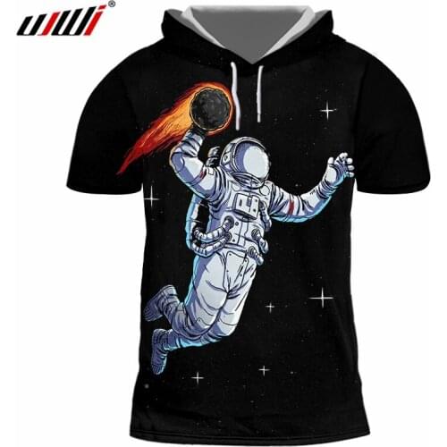 UJWI Man New Starry Astronaut 3D Printed Hooded Tshirt Harajuku Hip Hop Pattern T Shirt Mens Casual Big Size 5XL Dropshipping