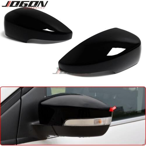 Gloss Black Side Wing Rear View Rearview Mirror Cover Case Caps For Ford Kuga Escape C520 EcoSport 13-18 Focus 3 MK3 SE ST RS US