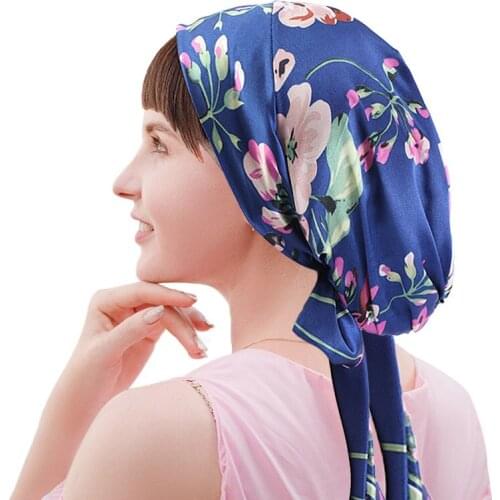 Floral Printed Muslim Headscarf Hat Summer Women Inner Hijab Bonnet Turban Caps India Head Wrap Hats For Lady Hair Accessories
