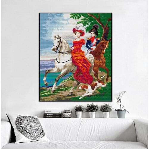 Joy Sunday Knight Couples Patterns Cross-stitch 11CT 14CT Handwork Cross Stitch Kit Wholesale Embroidery Needlework Home Decor