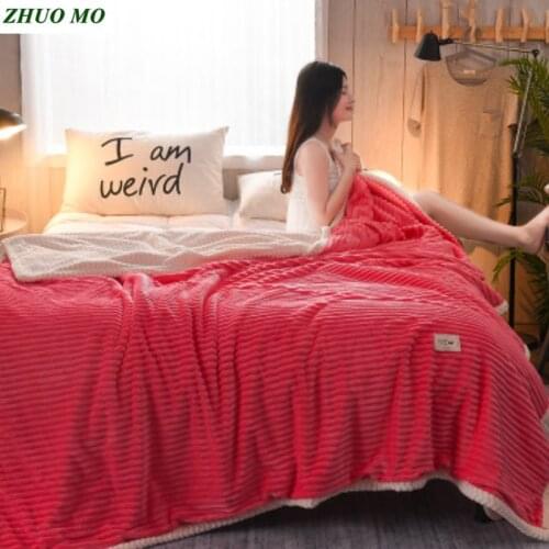 ZHUO MO Stripe Lamb cashmere Weight blanket 150x200cm full size bed sheets Soft quilt duvet for home cover blanket sheets cover