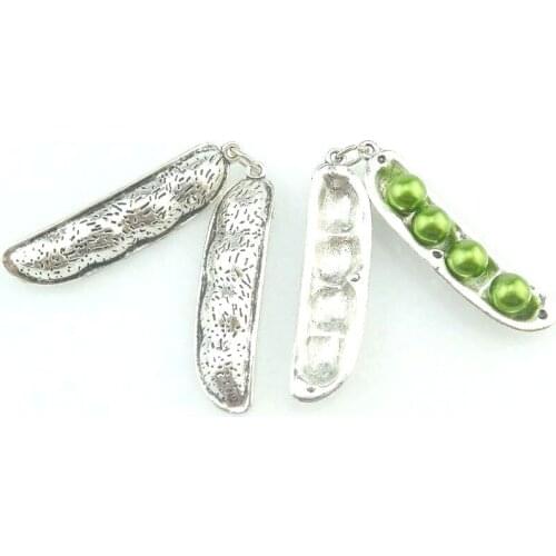 2set=4pcs Charms Pea Bean Charms Pendants 43*11mm Tibetan Silver Plated Antique Pendants DIY Handmade Craft Jewelry Making