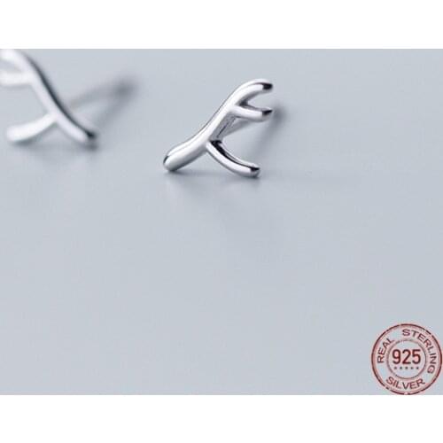 LKO 925 Sterling Silver Fashion Minimalist Charm Animal Elk Antlers Stud Earring for Women Party Simple Fine Jewelry Brincos