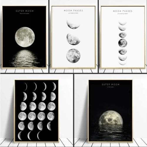 Minimalist Luna Moon Phase Canvas Painting Abstract Nordic Posters and Prints Modern Wall Art Picture for Living Room Home Decor