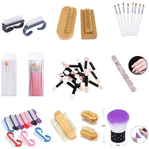 Multi Nail Cleaning Clean Brush File Manicure Pedicure Sponge Nail Powder Puff Brush Acrylic Painting Drawing Pen Nail Art Tool