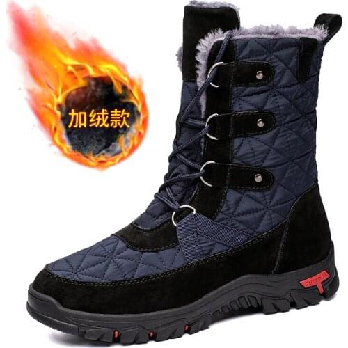 Brand Men Winter Snow Boots Waterproof Leather Sneakers Super Warm Mens Boots Outdoor Male Hiking Boots Work Shoes Size 38-48