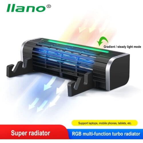 LLANO Multifunctional Turbo Notebook Radiator Cooling Rack Cooling Pad Adjustable Size And wind Speed For NotebookTablet Phone