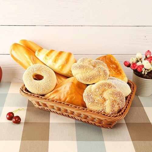 Hand-Rattan Woven Storage Basket Rattan Storage Tray Wicker Baskets Bread Fruit Food Breakfast Handicrafts Home Decoration