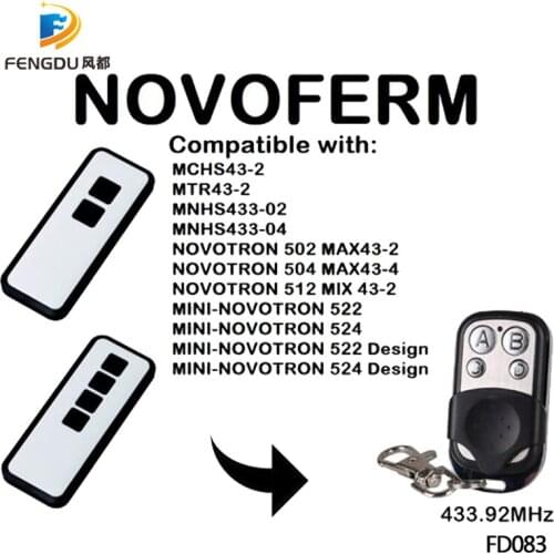 2PCS Novoferm Mini-Novotron 522, 524 Compatible Remote Control 433.92MHz gate control Novoferm rolling code garage door opener