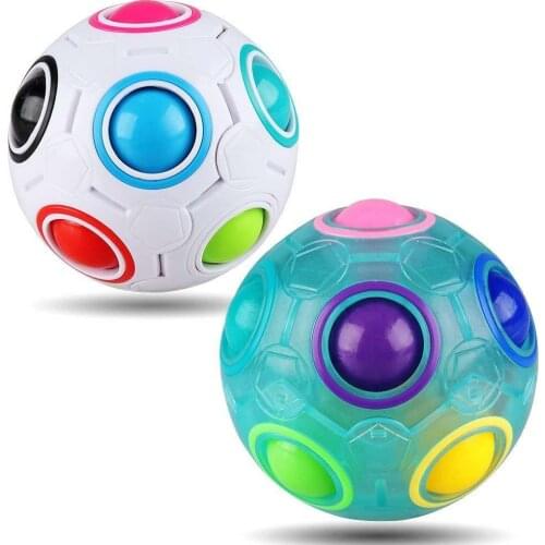 Rainbow Puzzle Ball Cube Magic Bundle Stress Relief 3D Toy for Kids 2 Piece Pack Fancy Cubic Brain Teaser Stickerless