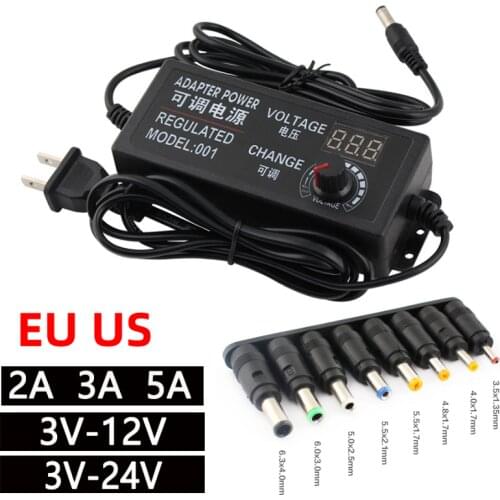 Adjustable AC to DC 3V 12V 3V 24V 9V 24V Universal adapter with display screen voltage Regulated 3V 12V 24V power supply adatper