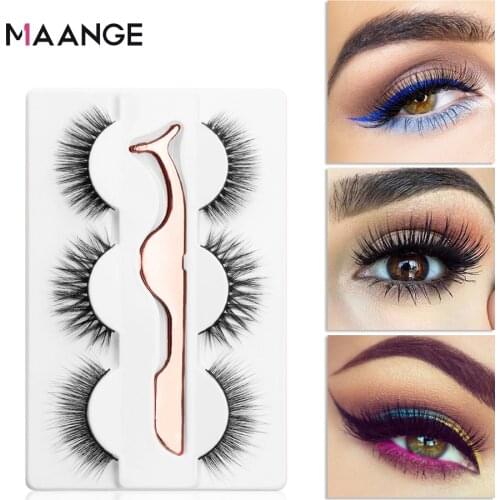 MAANGE 3pairs Faux 3D Mink Lashes Natural Long False Eyelashes Dramatic Volume Mink Lashes Makeup Extension Eyelashes maquiagem
