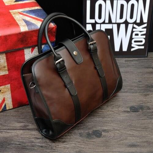 Retro Style Designer Handbags For Men Genuine Leather Mens Handbag For 14 Inch Laptop Fashion Brand Leather Hand Bags