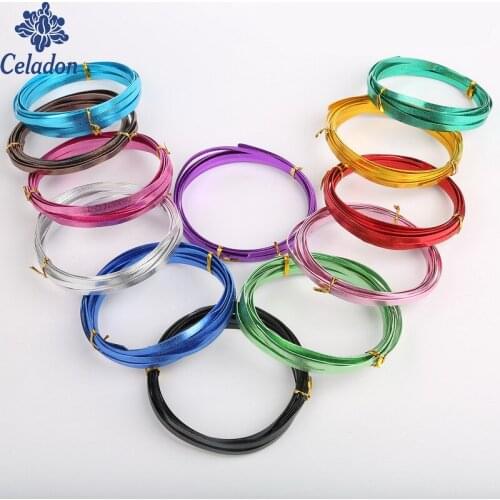 3m 12Color Width 5mm Thickness 1MM Flat Shape knurling Aluminum wire Soft Metal Floristry wire For Handmade Accessories