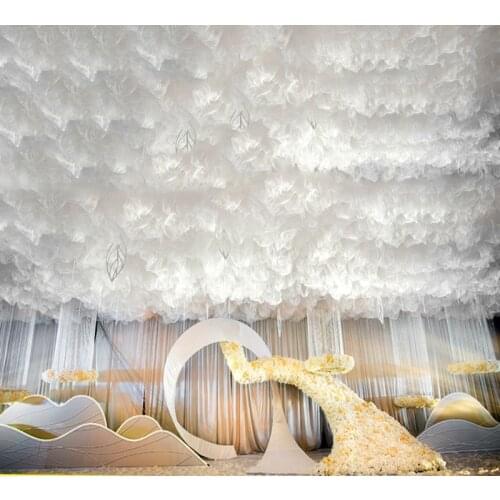 Romantic Wedding Background Deco Snow Gauze Curtains Party Stage Props Ceiling Top Decor Tulle Curtain Cloth Fashion Cloud Tulle