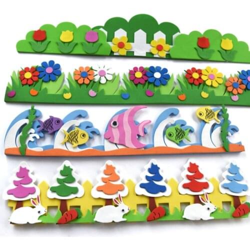 TN EVA Fence Flower Grass Welcome Wall Sticker Foam Decorative Railing Classroom Handmade Toys For Kids Early Learning Education