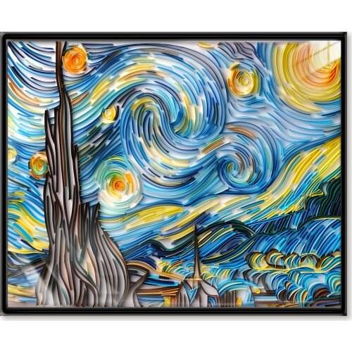 UNIQUILLING 3D Starry Sky Quilling Paper Paintings Abstract Wall Decor Unique Quilling Paper Craft Gifts DIY Quilling Paper Tool
