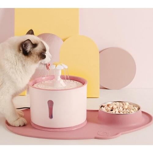 New Pet Dog Cat Water Fountain Electric Automatic Water Feeder Dispenser Container LED Water Level Display Water Feede& Bowl Set