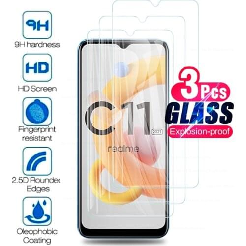 3pcs protective glasses on the for realme relme realm c21 c11 c 21 11 smartfon touch screen protector film realmi c11 2021 glass