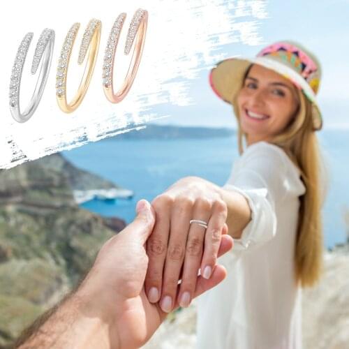 Adjustable Size Rings For Women Fashion Engagement Wedding Ring Rhinestone Ring Jewelry Gift Accessories Bague Femm Dropshipping