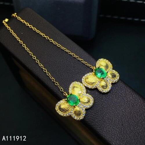 KJJEAXCMY fine jewelry natural Emerald 925 sterling silver women gemstone earrings support test beautiful