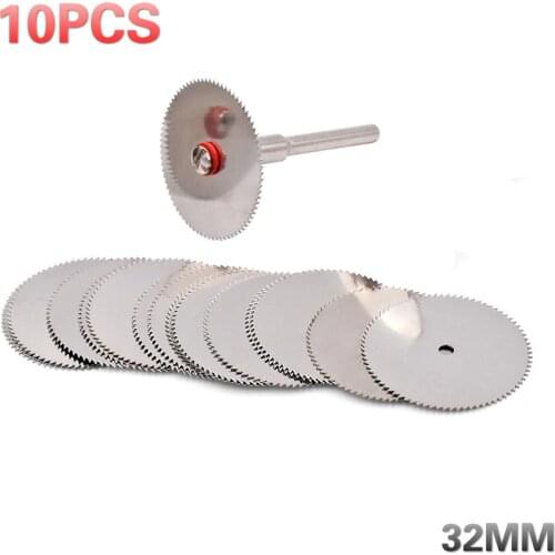 10pcs 32mm dremel accessories Stainless Steel Slice Metal Cutting Disc with 2 Mandrel for Dremel Rotary Tools