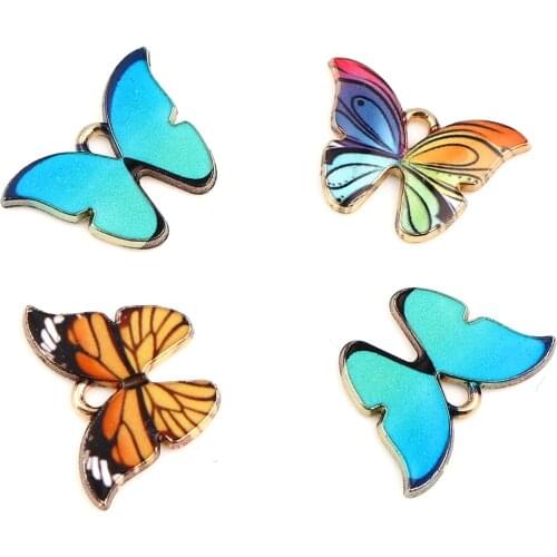 10 PCs Multicolor Butterfly Series Insect Charms Pendant For Jewelry Making Butterfly Animal Enamel Butterfly Charms 22mm x 15mm
