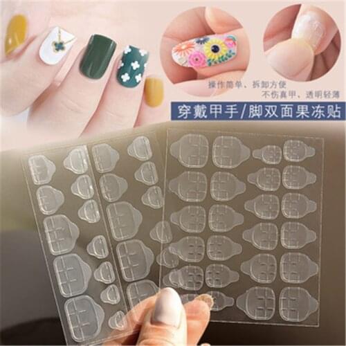 24pcs/ sheet Jelly Glue Transparent Invisible Wearable Nail Sticker Double-Sided Sticker High Viscosity Removable Nail Sticker