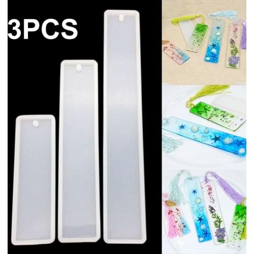 3pcs Rectangle Silicone Bookmark Mold Pendant Resin Epoxy Resin Jewelry DIY Craft Silicone Transparent Mould Casting Craft