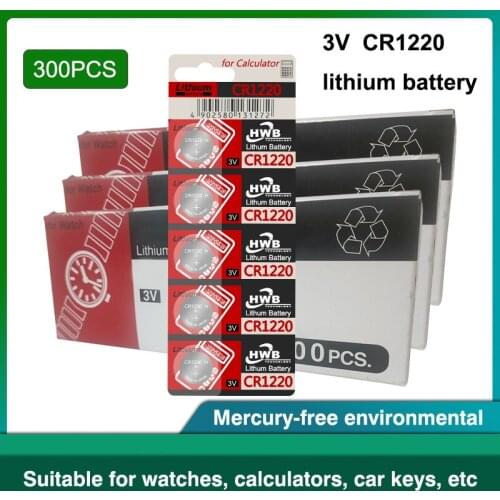 300pc cr1220 3v button cell coin batteries For Eaxell watch DL1220 BR1220 ECR1220 LM1220 KCR1220 KL1220