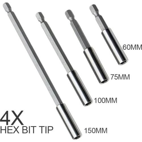 4Pcs Extension Bit Holder Socket Bit Adapter Set Hex Impact Drill Bits Driver Bar Wrench Extension Bit Quick Change Hand Tool