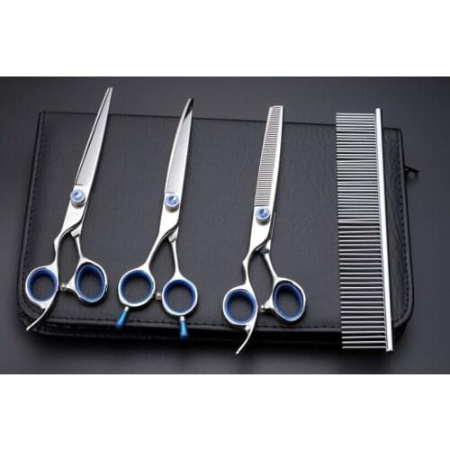7inch Left Handed Pet scissors sets,Straight & Thinning & Curved Scissor,3pcs /set,Free shipping