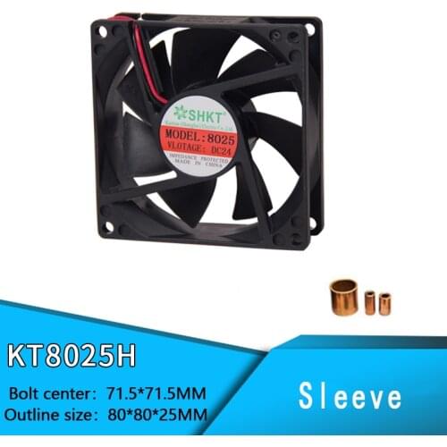 8025 Brushless PC Case CPU Cooler Cooling DC Fan 2 pin 12 V / 24 V Sleeve 80mm x 25mm