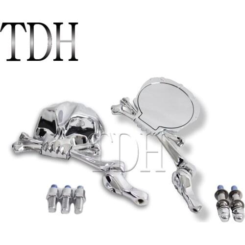 Aluminum Chrome Motorcycle Skeleton Skull Rearview Mirror For Honda Suzuki Kawasaki Yamaha Vintage Cruiser Back Side Mirror