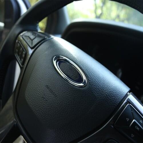 Foal Burning ABS Chrome Car Steering Wheel Logo Circle Trim Stickers for Ford Everest Explorer Ranger 2015 2016 2017 Cars