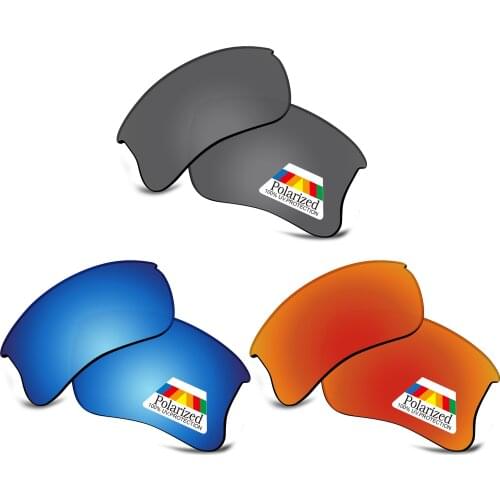 Bwake 3 Pairs Black & Blue & Fire Red Polarized Replacement Lenses for-Oakley Half Jacket 2.0 XL OO9154 Sunglasses Frame