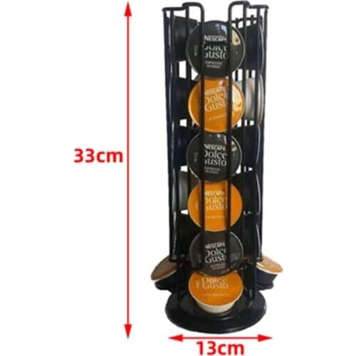 24 Cups Black Rotatable Coffee Pod Holder For Dolce Gusto Capsule Display Metal Rack Tower Stand Storage Shelves